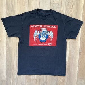 Pabst Blue Ribbon Beer Derby Dolls Black Graphic T-Shirt Vintage